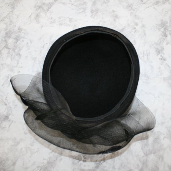 VINTAGE Hat Retro Flapper Costume Headwear Regal Goth Black Side Fascinator - Picture 4 of 15